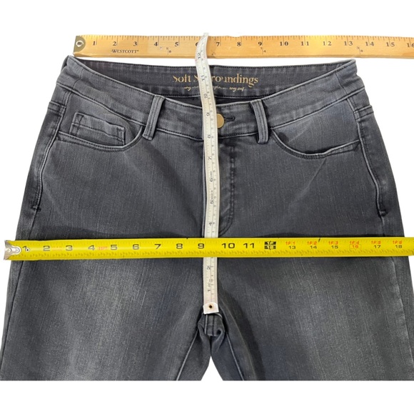 Soft Surroundings Skinny Jeans Dark Gray Frayed Tulip Hem Mid Rise Size 4 - Picture 5 of 10